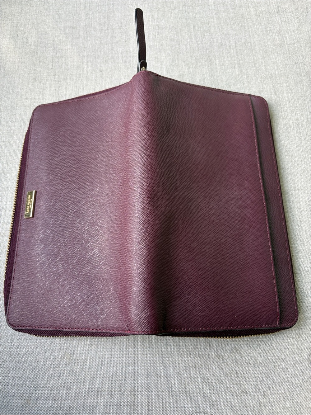 Kate Spade New York Deep Plum (Eggplant) Saffiano Leather Zip Around Wallet - Picture 7 of 9